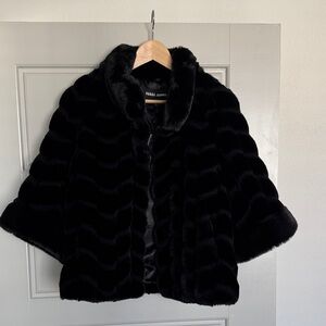 NWT NIKKI JONES Black Plush Faux Fur Coat, S